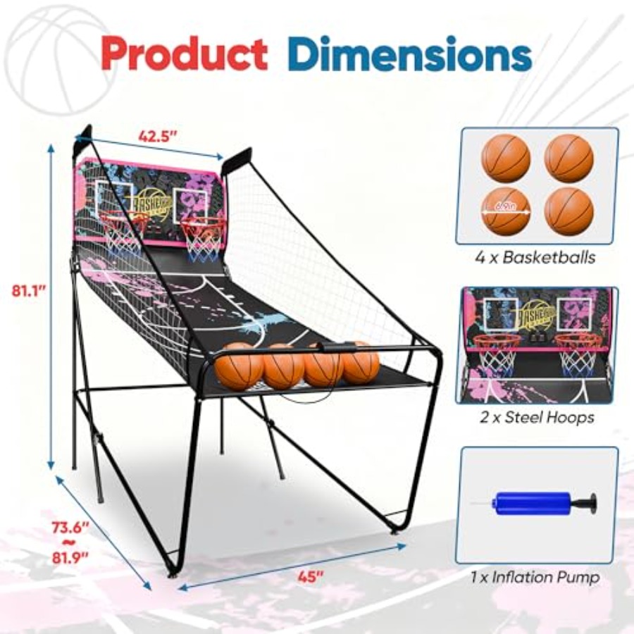 Opvouwbaar elektronisch basket - Arcade Games & Vending Co recensie en prijs